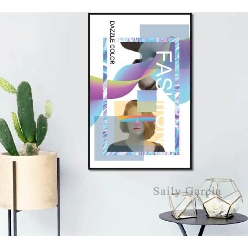 Abstract Fashion Personalized Figure Geometric Colorful Poster Wall Art Canvas Painting for Living Room Modern Home Aisle Decor