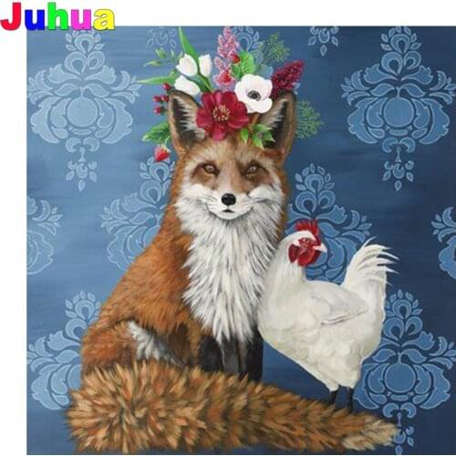 Cartoon flower fox and chicken diy Diamond painting 5d full drill animal diamond embroidery mosaic stitch kids room decor