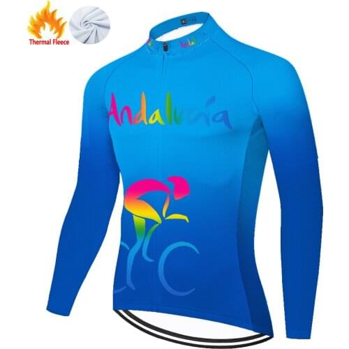 Andalucia Winter Thermal Fleece Tenue Masculina Camiseta Mallots Maglia Uomo Camisa Ropa Ciclismo Hombre Maillot Velo Homme