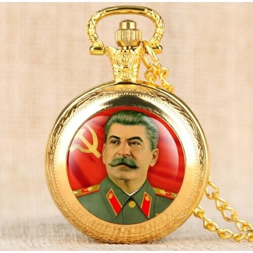 Antique Stalin Communism Design Quartz Pocket Watch Classic Pendant Necklace Hours Clock 4 Colors Steampunk Gifts Dropshipping
