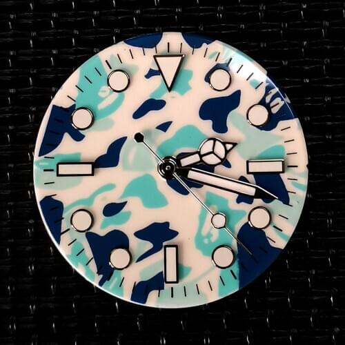 Watch with pointer dial camouflage automatic movement accessories suitable for assembling NH35, NH36, 29mm, including luminous