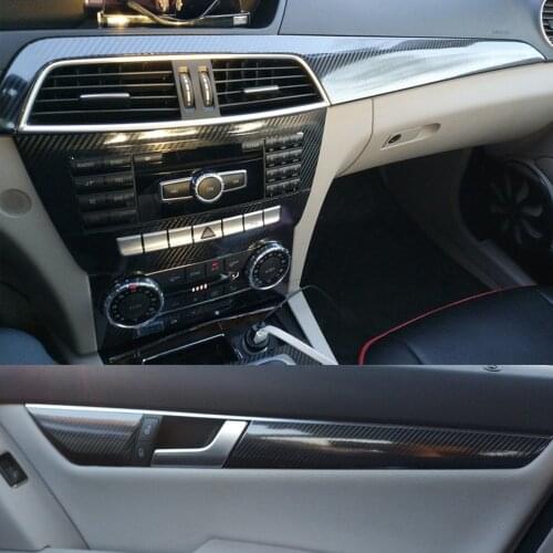 For Benz C Class W204 2011-14 Interior Central Control Panel Door Handle 5D Carbon Fiber Stickers Decals Car styling Accessorie