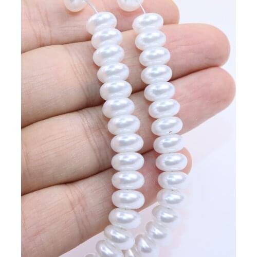 Eruifa 40pcs 8mm Popular High Quality White Plastic Disc Round Pearl Beads Charms Pendant Jewelry DIY Earring Necklace