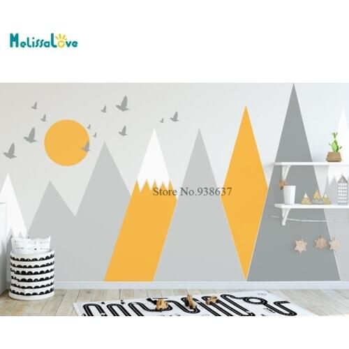 Sunset Baby Wall Decals Mountain Nursery Kids Woodland Themed Decoration Removable Vinyl Sticker BB847