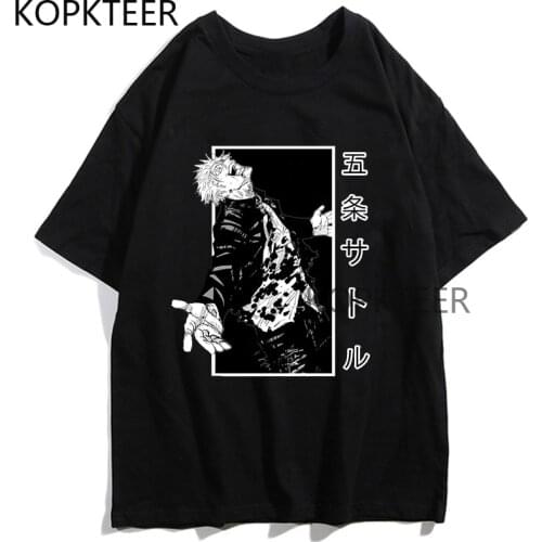 Jujutsu Kaisen Gojo Satoru Print Tshirts Men Japanese Anime Soft Clothes 2021 New Fashion Summer Short Sleeve Loose Tops Tshirts