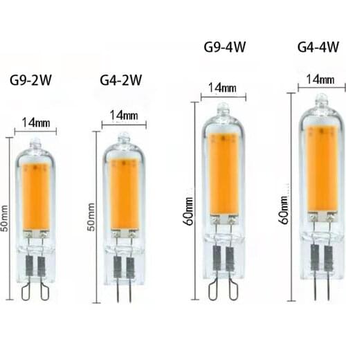 G9 G4 LED lamp COB Glass Bulb 2/4W220V No Flicker Super Bright led Light Home Chandelier Spotlight Replace 20/40W Halogen Lamps
