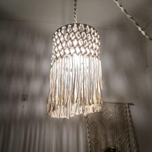 Handmade Cotton rattan Lampshade Creative Light Lamp Modern Lampshade Lamp Cover Ceiling Chandelier Pendant Light Art