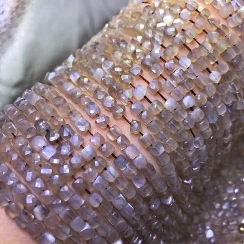Silver moonstone square faceted 4-5mm for DIY jewelry making loose beads FPPJ wholesale beads nature gemstone