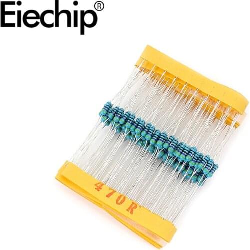 100pcs/lot 1/4W 1% Metal film resistor 470R 0.25W resistance 470 ohm Throught Hole