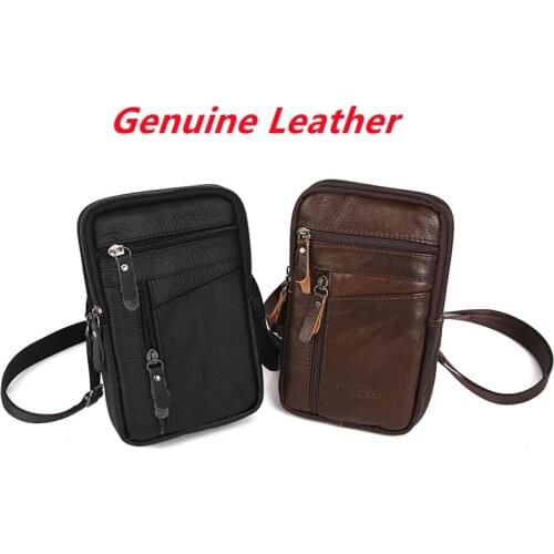 Men Multifunction Belt Waist Bag Genuines Leather High Quality Fanny Pack Phone Money Key Pouch Male Outdoor Storage Bag Trendy