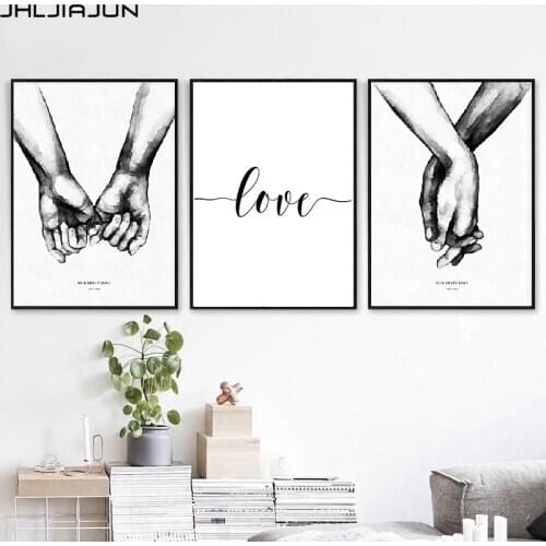 JHLJIAJUN Nordic Back White Style Sweet Love Wall Art Canvas Poster Minimalist Print LOVE Painting Picture for Living Room Decor