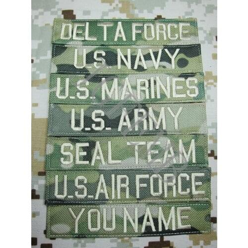 Champagne letters Nylon Multicam Custom Name tapes Chest Tapes Services Tapes morale tactical military Embroidery patch Badges