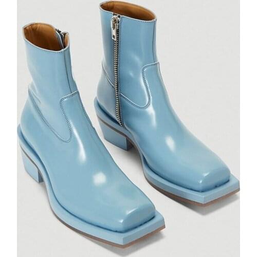 New 2021 Autumn Winter Warm Anke Boots For Women Square Med Heels Platform Zipper Shoes Woman Dress Party Casual Chelsea Boots
