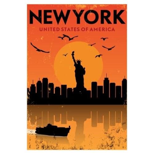 NEW YORK UNITED STATES OF AMERICA TRAVEL METAL TIN SIGN POSTER RETRO