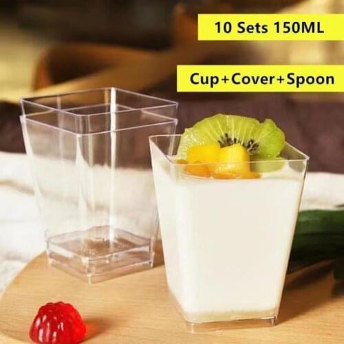 150ML Disposable Pudding Cup Cake Cup With Spoons Mini Dessert Cups Appetizer Bowls Tasting Parfait Tumblers For Restaurant Bar