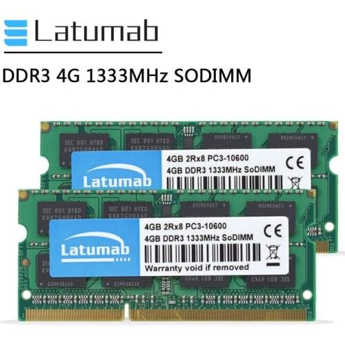 Latumab Memoria RAM DDR3 8GB (2x4GB) 1333MHz Notebook Memory PC3-10600 204Pin SODIMM DDR3 RAM 1.5V Laptop Memory Module