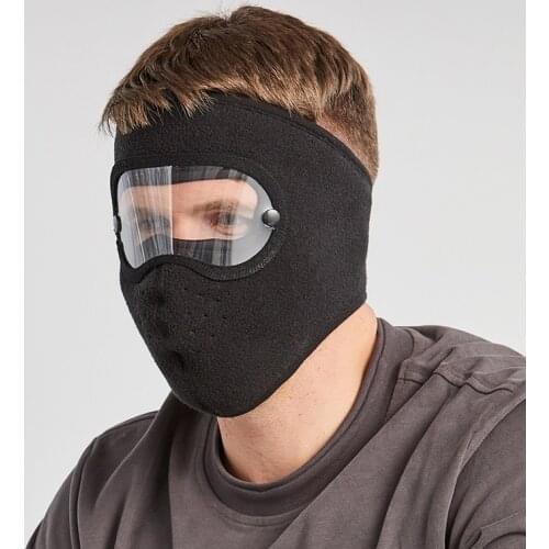 Autumn and winter warm mask face mask polar fleece riding windproof high-definition goggles anti-fog mask