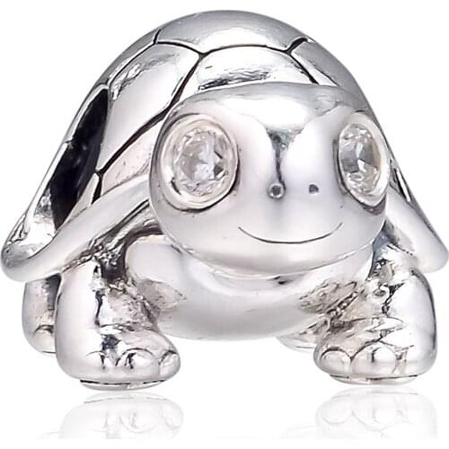 Bright-Eyed Turtle Charms S925 Sterling Silver CZ Tortoise Beads Fit Women Charms Silver 925 Original DIY Jewelry Bracelets
