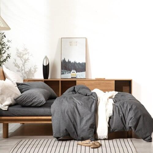 Svilelg Washed cotton pure cotton Bed sheet 3/4 piece set Japanese style simple style 100% pure cotton soft and comfortable