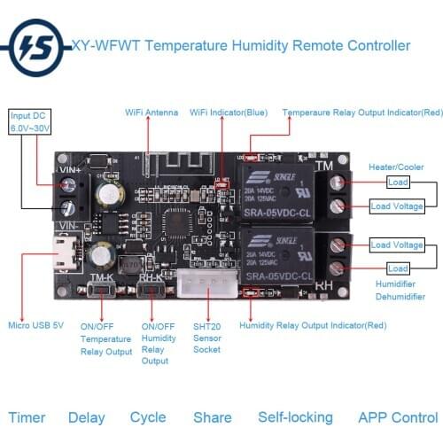 Temperature Humidity Remote Controller Module SHT20 Sensor Wireless WIFI Control Switch