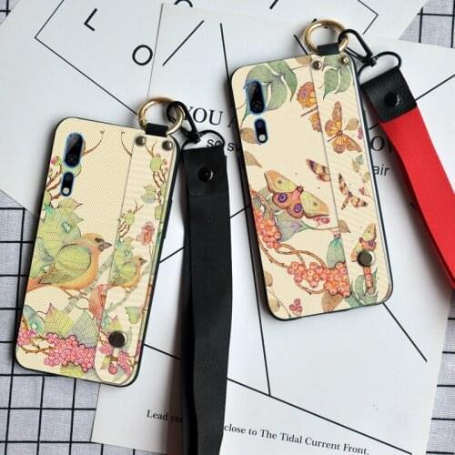 Wrist Strap Soft TPU Phone Case For ZTE Axon 10 Pro A2020 Phone Holder Lanyard Cover For Nubia Play Red Magic Red Devil 5G