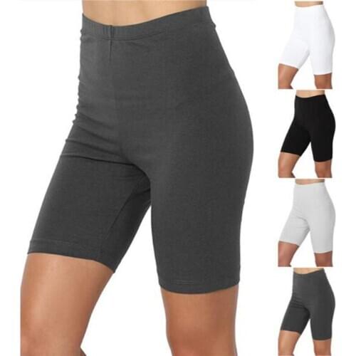 Ladies Outdoor Exercise Plain Active Summer Cycling Shorts Stretch Basic Short Hot Solid Black Soft Wear Shorts For Women Female
