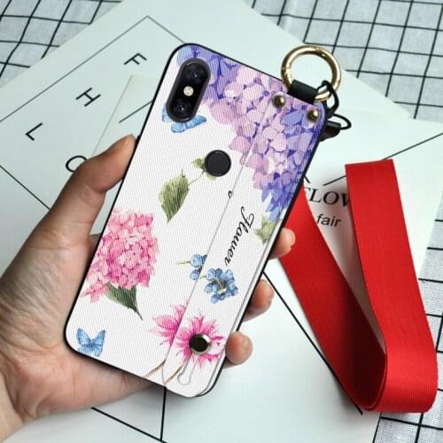 Wrist Strap Silicone Case For Xiaomi Mi Mix 2S / MI MIX 2 Mix2 3D Floral Neck Lanyard Cover For Xiaomi Mi Mix 3 Mix3