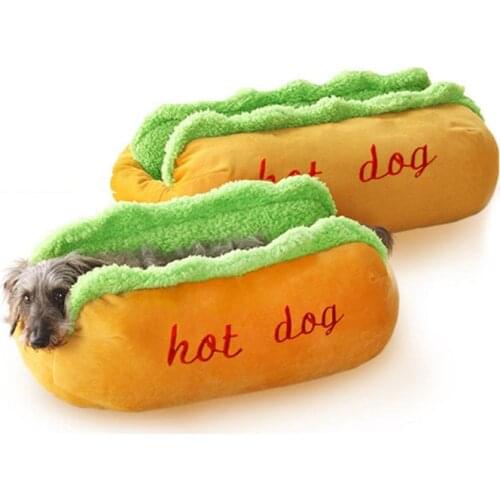 Cute Hot Dog Bed Sleeping Bag Kennel Cozy Pet Cat Bed Mat Puppy Sofa House Winter Warm Cushion Beds for Medium Dogs Dog Supplies