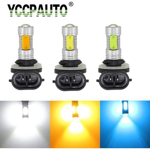 YCCPAUTO 1Pc H27 881 H27W2 Car LED Fog Light H27W/2 COB 7.5W Bulb White Yellow Auto LED Driving Fog Lamp DRL 12V