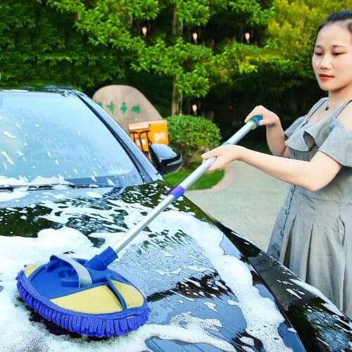 Upgrade Car Cleaning Brush Auto Wash Brush Three section Telescoping Long Handle Cleaning Mop Super absorbent Window Wash Tool
