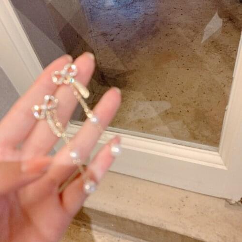 Japan and South Korea sweet bow drop earrings imitation pearl tassel long earrings temperament girl jewelry wholesale