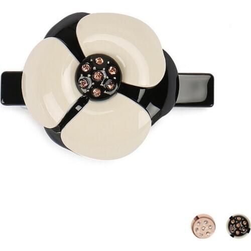 Cute Camellia Flower Hair Clip Barrette for Women Girl Rhinestone Hair Accessory - French Design Hair Ornament for Braids Wear