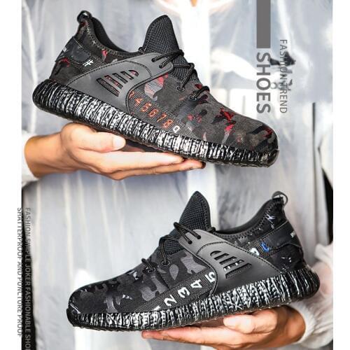 Large Size 48 Safety Shoes Steel Toe Cap Fashion Camouflage Anti-smashing Stab-resistant Lightweight Soft Shock Absorption Shoes