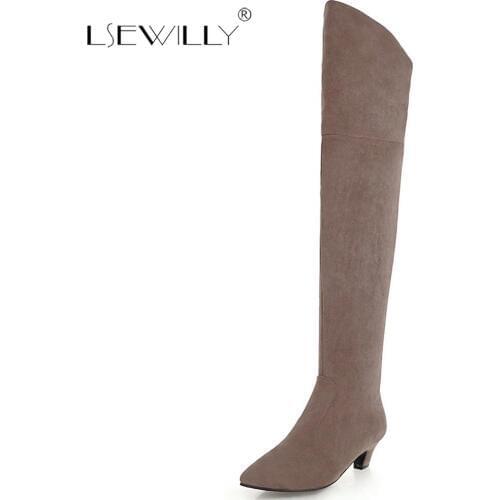 Lsewilly 2018 Big Size 34-48 dropship women boots Woman Shoes platform winter fashion pointed toe women over the knee Boots E11