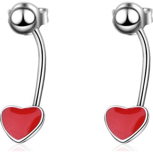 Utimtree Korean Stud Earrings for Women Trendy Red Heart Shape White Gold Color Female Minimalist Earring Girl Fashion Jewelry