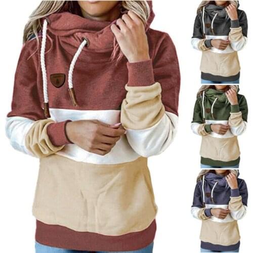 Womens Colorblock Hoodies Casual Pullover Jumper Winter Tops Hoodie Loose Shirt Women Fashion Tops For Women Full Sleeves