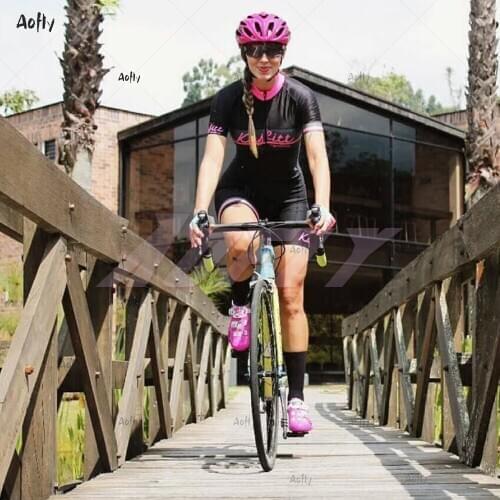 Kaffitt womens Black Pink BicyleTriathlon suit clothes Cycling Skinsuit sets Maillot Ropa Ciclismo Bike jersey jumpsuit summer