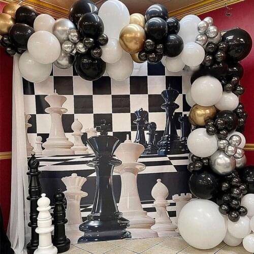 110pcs White Black Balloon Garland Arch Kit Metallic Gold Silver Latex Balloon for Wedding Birthday Party Baby Shower Decoration