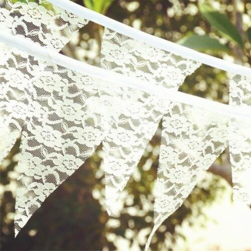 2pcs 2.9M Lace 11 Flag Banners Wedding Bunting Banner Vintage Decor event Party Birthday Garland Decoration Burlap Hanging Flag
