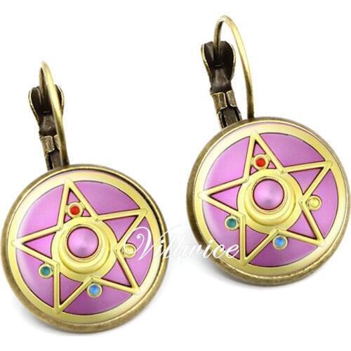 2020 Fashion Accessories Sailor Moon Glass Dome Crystal Earrings Jewelry Charm Pendant Handmade Gift