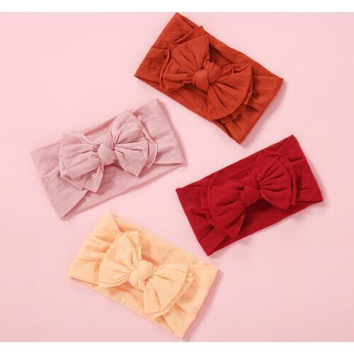 27 color U Pick 2019 New Solid Nylon Headband Bow Headbands Kids Girls Soft Turban Head wrap Children Hair Accessories 30pc/lot