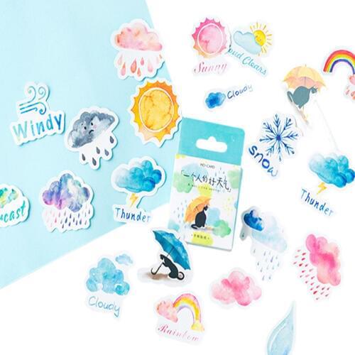 46pcs/lot Weather Planner Daily Life Paper Label Scrapbooking Adhesive Stickers DIY Journal Photo Albums School Office Students