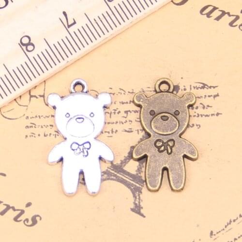 12pcs Charms bear bow 24x14mm Antique Pendants,Vintage Tibetan Silver Jewelry,DIY for bracelet necklace