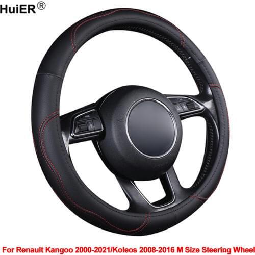 Auto Car Steering Wheel Cover Wrap Volant For Renault Kangoo 2000 - 2021 Koleos 2008 - 2016 M Size Braid on the Steering wheel