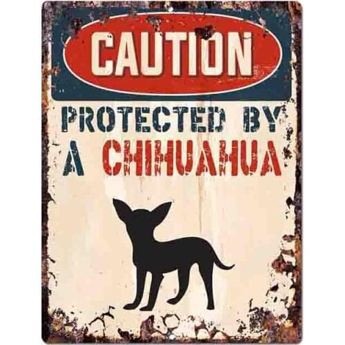 Car Stickers Decor Motorcycle Decals Caution Protected By Chihuahua Vinyl Decorative Accessories Waterproof PVC,13cmx10cm