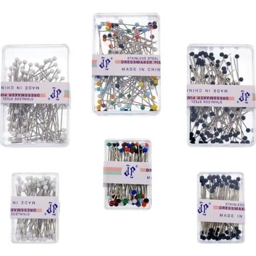 100 Pcs Colorful Glass Head Pins Bead Sewing Needles Positioning Needle Dressmaking Safety Pin DIY Crafts Knitting Accessories