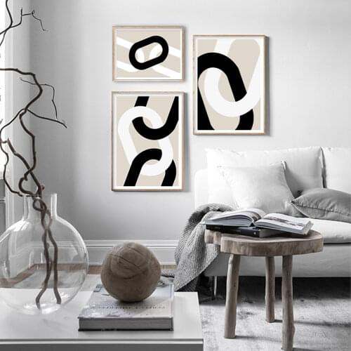 Black and White Geometric Canvas Painting Print Abstract Graphic Design Illustration Poster Picture for Living Room Decoration