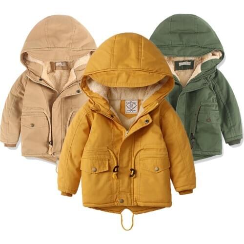 Childrens Jackets Winter Fleece Boy Girls Trench Kids Clothing Hooded Warm Outerwear Windbreaker Baby Coats Jaqueta Infantil