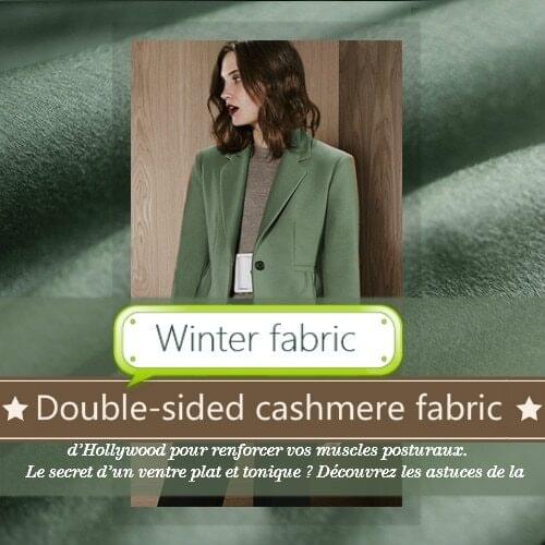 Double layer cashmere fabric meter bean green gray winter clothes wool cashmere fabric 150 cm wool fabric wholesale wool cloth