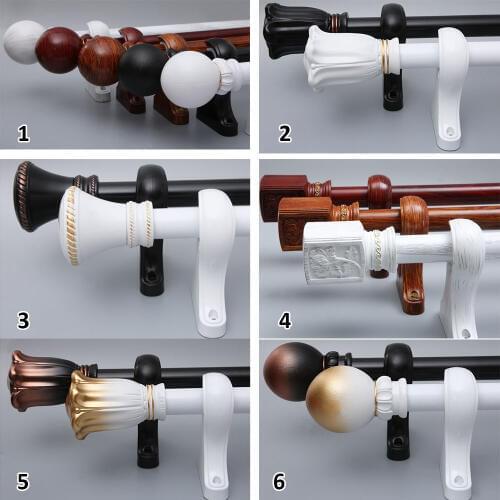 European Curtain Rod 28 mm Diameter Single and Double Rod Thickened Customized Curtain Pole With Curtain Rings Accessories